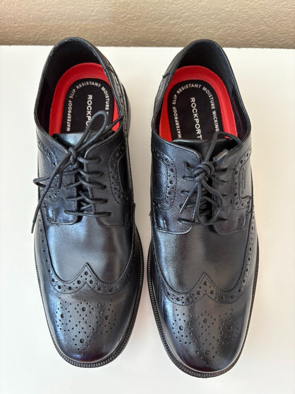 Rockport Hydro Shield Wingtip Oxford Dress Shoes Mens 10W Black Leather